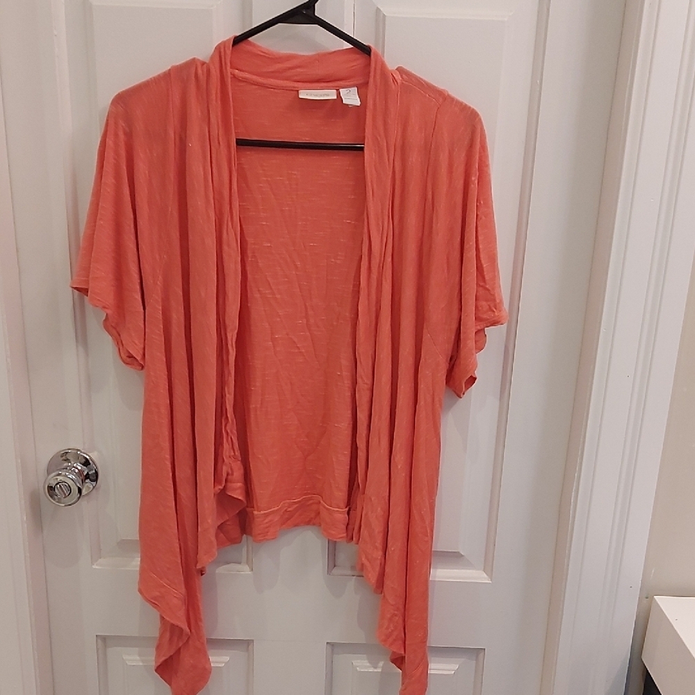 Chico's Pink Asymmetrical Short Sleeve Blouse